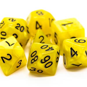 Pearl Drop Dice 7-Piece RPG Set - Yellow w/ Black