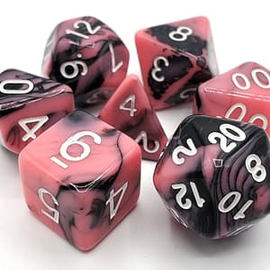 Vorpal Dice 7-Piece RPG Set - Pink & Black