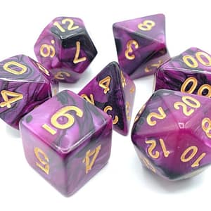 Vorpal Dice 7-Piece RPG Set - Purple & Black w/ Gold