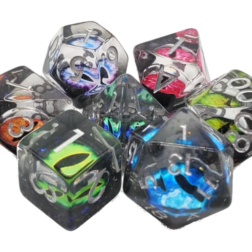 Infused Dice 7-Piece RPG Set – Dragon Eye Spectral
