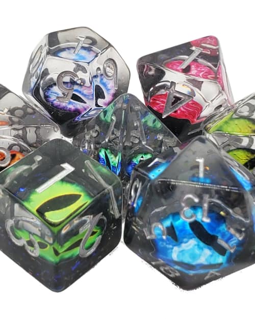 Infused Dice 7-Piece RPG Set – Dragon Eye Spectral